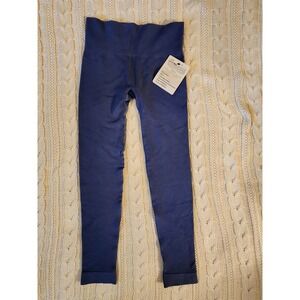 Rare United Legwear Co Design Sample Ribbed Leggings Bijou Blue Women's Size L